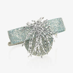 EIRENE-Girls Blue & Silver Bow Hairband  | Childrensalon Outlet