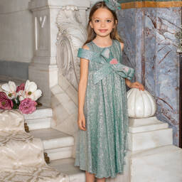 EIRENE-Girls Blue Sleeveless Shimmer Dress | Childrensalon Outlet