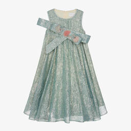 EIRENE-Girls Blue Sleeveless Shimmer Dress | Childrensalon Outlet