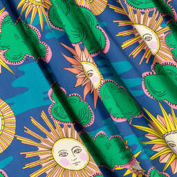 EIRENE-Girls Blue Sun & Cloud Silk Dress | Childrensalon Outlet