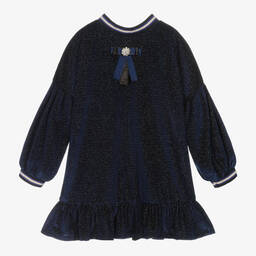 EIRENE-Girls Blue Velvet Dress | Childrensalon Outlet