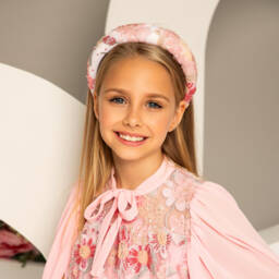 EIRENE-عصابة رأس مزينة بالزهور للبنات بلون وردي وسماء | Childrensalon Outlet