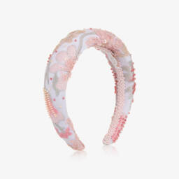 EIRENE-عصابة رأس مزينة بالزهور للبنات بلون وردي وسماء | Childrensalon Outlet