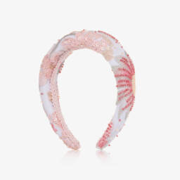 EIRENE-عصابة رأس مزينة بالزهور للبنات بلون وردي وسماء | Childrensalon Outlet