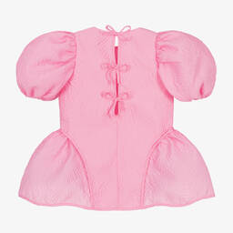 EIRENE-Girls Bright Pink Peplum Blouse | Childrensalon Outlet