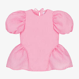 EIRENE-Girls Bright Pink Peplum Blouse | Childrensalon Outlet