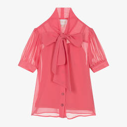 EIRENE-Girls Coral Pink Crêpe Chiffon Blouse | Childrensalon Outlet