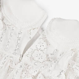 EIRENE-Girls Elegant White Beaded Collar Dress | Childrensalon Outlet