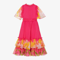 EIRENE-Girls Fuchsia Pink Floral Crêpe Chiffon Dress | Childrensalon Outlet