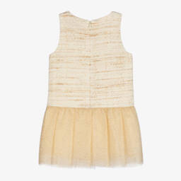 EIRENE-Girls Gold Tweed Tulle Gown | Childrensalon Outlet