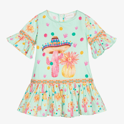 EIRENE-Girls Green Cotton Dress | Childrensalon Outlet