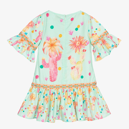 EIRENE-Girls Green Cotton Dress | Childrensalon Outlet