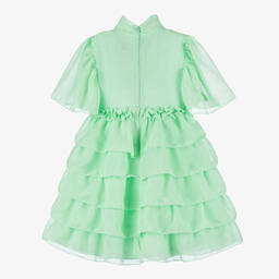 EIRENE-Girls Green Layered Glitter Dress | Childrensalon Outlet