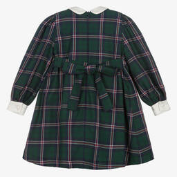 EIRENE-Girls Green & Navy Blue Tartan Dress  | Childrensalon Outlet