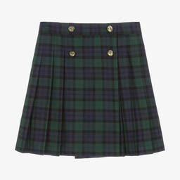 EIRENE-Girls Green & Navy Blue Tartan Skirt | Childrensalon Outlet