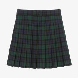 EIRENE-Girls Green & Navy Blue Tartan Skirt | Childrensalon Outlet