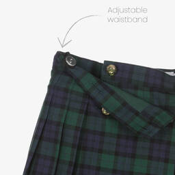 EIRENE-Girls Green & Navy Blue Tartan Skirt | Childrensalon Outlet
