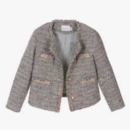 EIRENE-Girls Grey Sparkle Tweed Shorts Set | Childrensalon Outlet