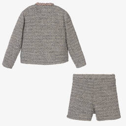 EIRENE-Girls Grey Sparkle Tweed Shorts Set | Childrensalon Outlet