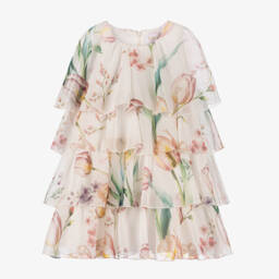 EIRENE-Girls Ivory Floral Tiered Dress | Childrensalon Outlet