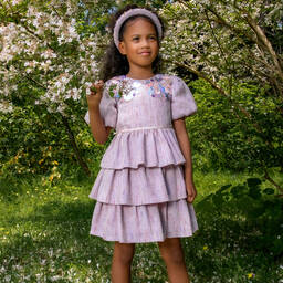 EIRENE-فستان قطن وفيسكوز لون بنفسجي | Childrensalon Outlet