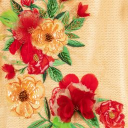 EIRENE-Girls Long Gold Tulle Dress  | Childrensalon Outlet