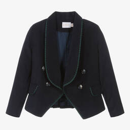 EIRENE-Girls Navy Blue Corduroy Blazer | Childrensalon Outlet
