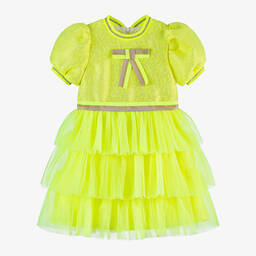 EIRENE-Girls Neon Yellow Tulle Dress | Childrensalon Outlet
