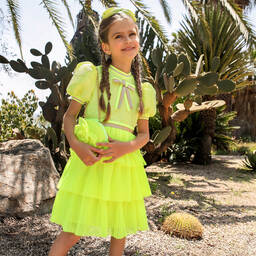 EIRENE-Girls Neon Yellow Tulle Dress | Childrensalon Outlet