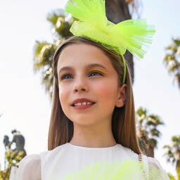 EIRENE-Girls Neon Yellow Tulle Rosette Hairband | Childrensalon Outlet