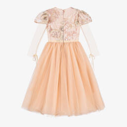 EIRENE-Girls Peach Sequinned Tulle Gown | Childrensalon Outlet