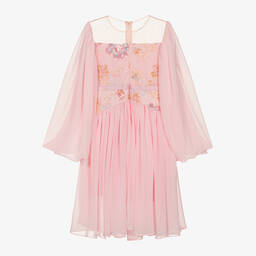 EIRENE-Girls Pink Chiffon Cape Dress | Childrensalon Outlet