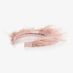 EIRENE-طوق شعر لون زهري مزين بريش و ديامنتي للبنات | Childrensalon Outlet