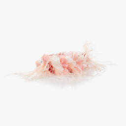 EIRENE-Girls Pink Feather & Flower Hairband | Childrensalon Outlet