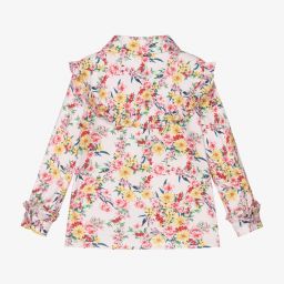 EIRENE-بلوز قطن تويل لون زهري بطبعة ورود للبنات | Childrensalon Outlet