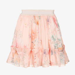 EIRENE-Girls Pink Floral Chiffon Skirt | Childrensalon Outlet