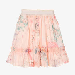 EIRENE-Girls Pink Floral Chiffon Skirt | Childrensalon Outlet
