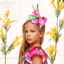 EIRENE-طوق للشعر حرير لون زهري فيوشيا للبنات | Childrensalon Outlet