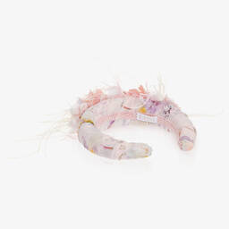 EIRENE-Girls Pink Floral & Feather Hairband | Childrensalon Outlet
