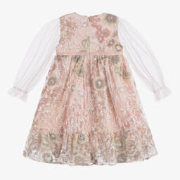 EIRENE-Girls Pink Floral Lace Sequin Dress | Childrensalon Outlet