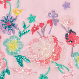 EIRENE-Girls Pink Floral Organza Dress | Childrensalon Outlet