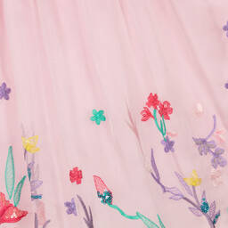 EIRENE-Girls Pink Floral Organza Dress | Childrensalon Outlet