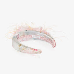 EIRENE-Girls Pink Floral Satin Hairband | Childrensalon Outlet