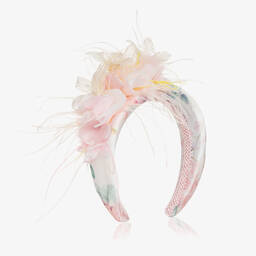 EIRENE-Girls Pink Floral Satin Hairband | Childrensalon Outlet