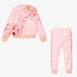 EIRENE-تراكسوت قطن جيرسي لون زهري بطبعة ورود للبنات | Childrensalon Outlet