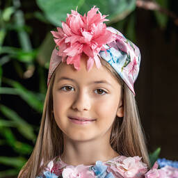EIRENE-Girls Pink Floral Turban  | Childrensalon Outlet