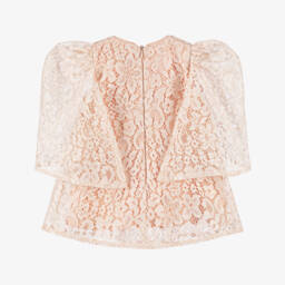 EIRENE-Girls Pink Lace & Chiffon Bow Dress | Childrensalon Outlet