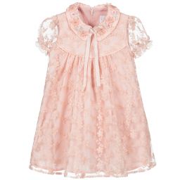 EIRENE-Girls Pink Lace Dress  | Childrensalon Outlet