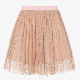 EIRENE-Girls Pink Lace Pleated Skirt  | Childrensalon Outlet
