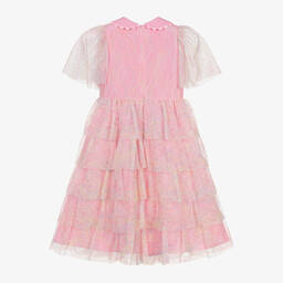 EIRENE-Girls Pink Layered Lace Dress | Childrensalon Outlet